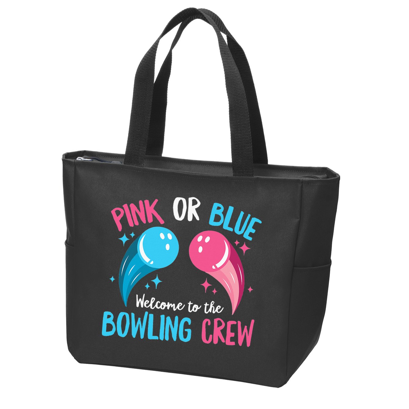 Gender Reveal Bowling Design for a Bowling Lover Zip Tote Bag