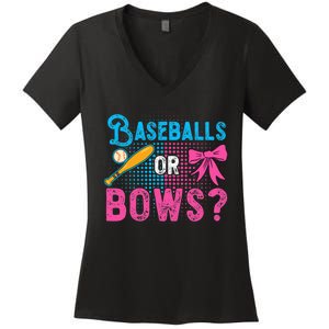 Gender Reveal Baseball Quote for a Baseball Family Women's V-Neck T-Shirt