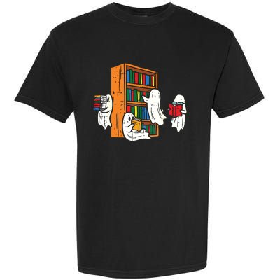 Ghosts Reading Books Teacher Halloween Librarian Boooks Garment-Dyed Heavyweight T-Shirt