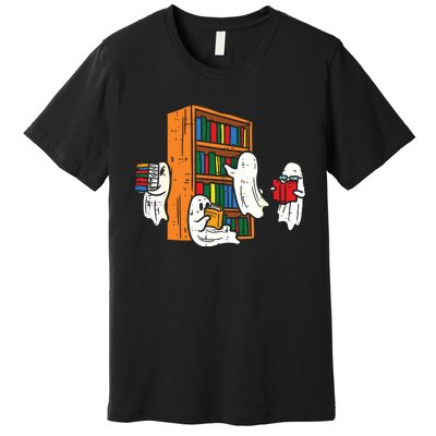 Ghosts Reading Books Teacher Halloween Librarian Boooks Premium T-Shirt