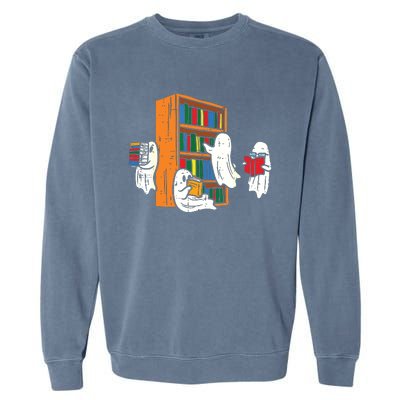 Ghosts Reading Books Teacher Halloween Librarian Boooks Garment-Dyed Sweatshirt