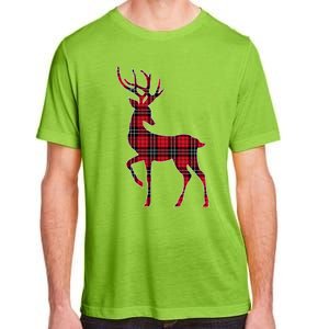 Green Red Buffalo Plaid Deer Reindeer Head Christmas Adult ChromaSoft Performance T-Shirt