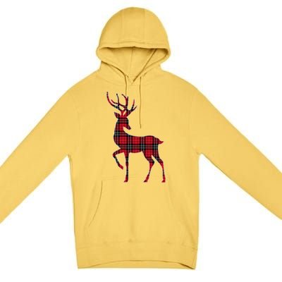 Green Red Buffalo Plaid Deer Reindeer Head Christmas Premium Pullover Hoodie