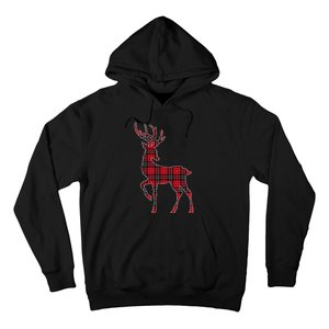 Green Red Buffalo Plaid Deer Reindeer Head Christmas Hoodie