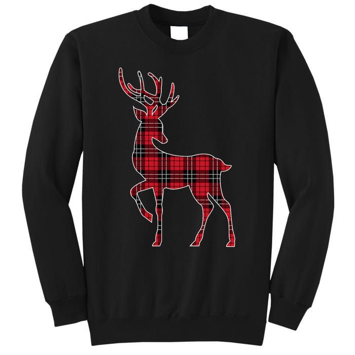 Green Red Buffalo Plaid Deer Reindeer Head Christmas Sweatshirt