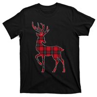 Green Red Buffalo Plaid Deer Reindeer Head Christmas T-Shirt