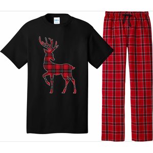 Green Red Buffalo Plaid Deer Reindeer Head Christmas Pajama Set