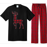 Green Red Buffalo Plaid Deer Reindeer Head Christmas Pajama Set