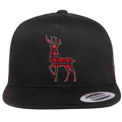 Green Red Buffalo Plaid Deer Reindeer Head Christmas Flat Bill Trucker Hat
