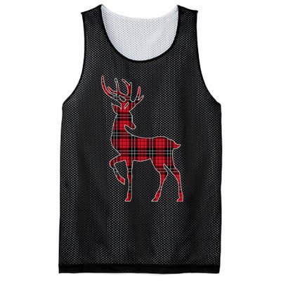 Green Red Buffalo Plaid Deer Reindeer Head Christmas Mesh Reversible Basketball Jersey Tank