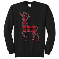 Green Red Buffalo Plaid Deer Reindeer Head Christmas Tall Sweatshirt