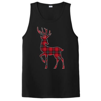 Green Red Buffalo Plaid Deer Reindeer Head Christmas PosiCharge Competitor Tank