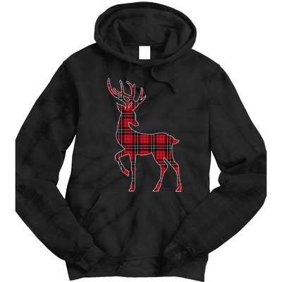 Green Red Buffalo Plaid Deer Reindeer Head Christmas Tie Dye Hoodie