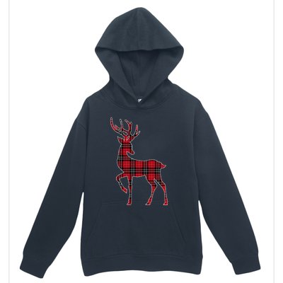 Green Red Buffalo Plaid Deer Reindeer Head Christmas Urban Pullover Hoodie