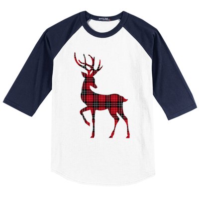 Green Red Buffalo Plaid Deer Reindeer Head Christmas Baseball Sleeve Shirt