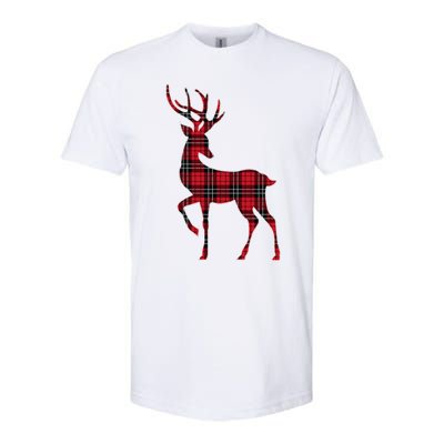 Green Red Buffalo Plaid Deer Reindeer Head Christmas Softstyle CVC T-Shirt