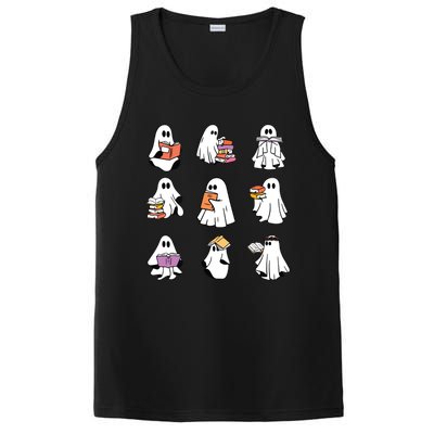 Ghost Reading Book Teacher Halloween Librarian Bookish PosiCharge Competitor Tank