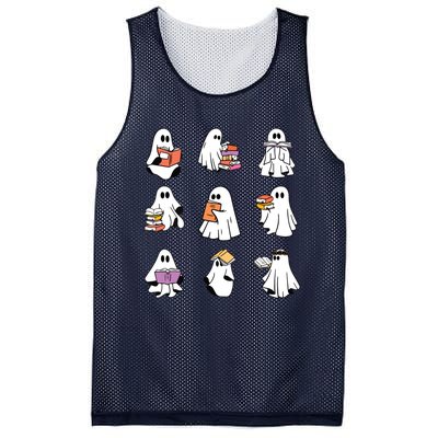 Ghost Reading Book Teacher Halloween Librarian Bookish Mesh Reversible Basketball Jersey Tank