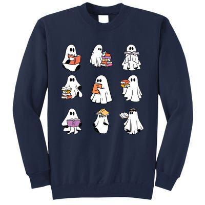 Ghost Reading Book Teacher Halloween Librarian Bookish Tall Sweatshirt