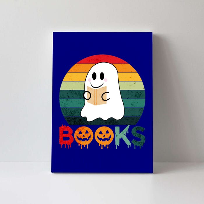 Ghost Reading Books Halloween Design Cute Gift Canvas