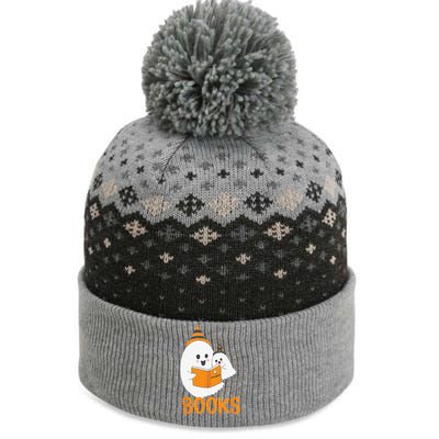 Ghost Reading Books Halloween The Baniff Cuffed Pom Beanie