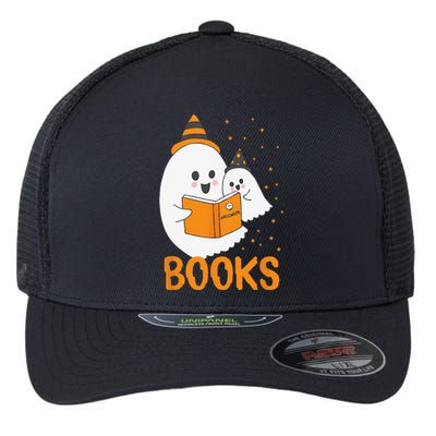 Ghost Reading Books Halloween Flexfit Unipanel Trucker Cap