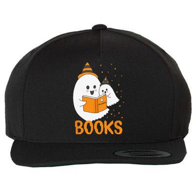 Ghost Reading Books Halloween Wool Snapback Cap