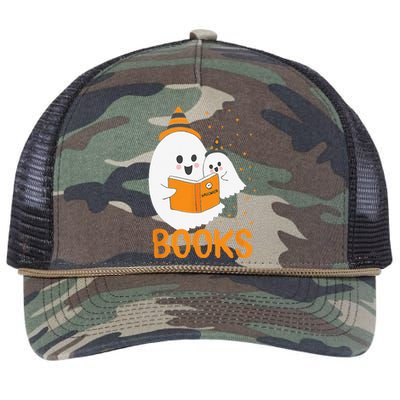 Ghost Reading Books Halloween Retro Rope Trucker Hat Cap