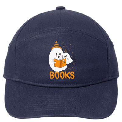 Ghost Reading Books Halloween 7-Panel Snapback Hat