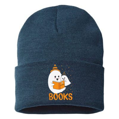 Ghost Reading Books Halloween Sustainable Knit Beanie