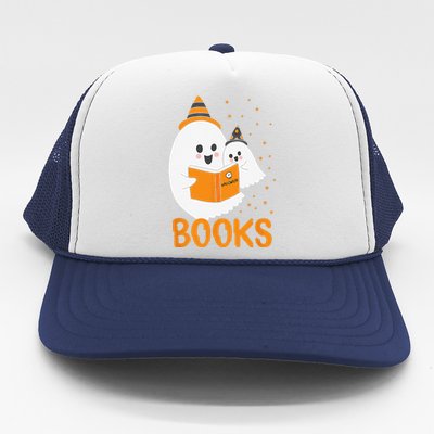 Ghost Reading Books Halloween Trucker Hat