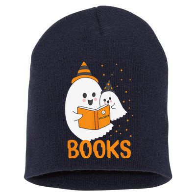 Ghost Reading Books Halloween Short Acrylic Beanie