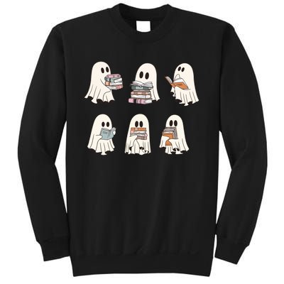 Ghost Reading Books Bookish Halloween Teacher Sweatshirt