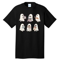 Ghost Reading Books Bookish Halloween Teacher Tall T-Shirt