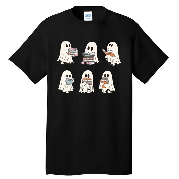 Ghost Reading Books Bookish Halloween Teacher Tall T-Shirt