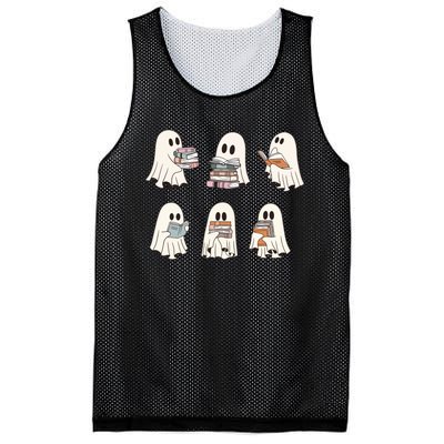 Ghost Reading Books Bookish Halloween Teacher Mesh Reversible Basketball Jersey Tank