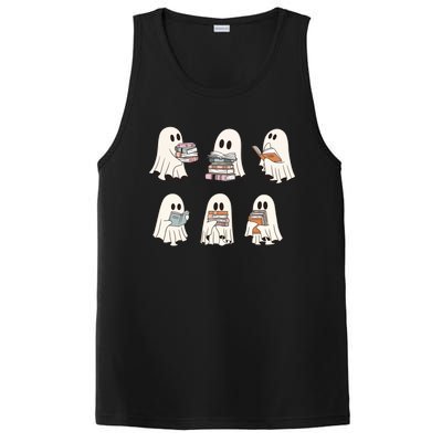 Ghost Reading Books Bookish Halloween Teacher PosiCharge Competitor Tank