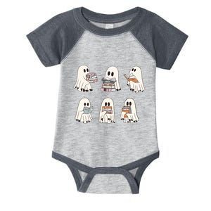 Ghost Reading Books Bookish Halloween Teacher Infant Baby Jersey Bodysuit