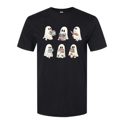 Ghost Reading Books Bookish Halloween Teacher Softstyle CVC T-Shirt