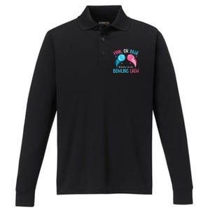 Gender Reveal Bowling Design For A Bowling Lover Performance Long Sleeve Polo