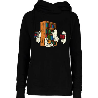 Ghosts Reading Books Teacher Halloween Librarian Boooks Womens Funnel Neck Pullover Hood