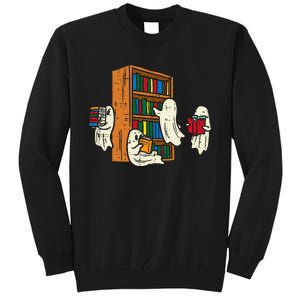 Ghosts Reading Books Teacher Halloween Librarian Boooks Tall Sweatshirt