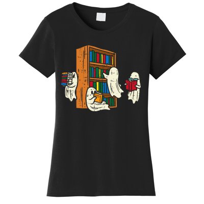 Ghosts Reading Books Teacher Halloween Librarian Boooks Women's T-Shirt