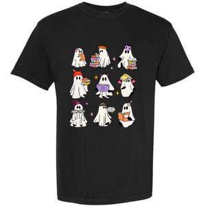 Ghost Reading Book Cute Teacher Halloween Ghost Book Lover Garment-Dyed Heavyweight T-Shirt