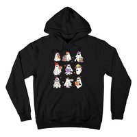 Ghost Reading Book Cute Teacher Halloween Ghost Book Lover Hoodie