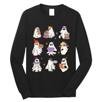 Ghost Reading Book Cute Teacher Halloween Ghost Book Lover Long Sleeve Shirt