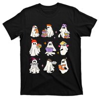 Ghost Reading Book Cute Teacher Halloween Ghost Book Lover T-Shirt