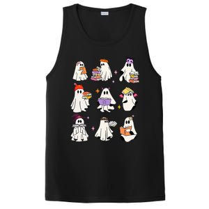 Ghost Reading Book Cute Teacher Halloween Ghost Book Lover PosiCharge Competitor Tank