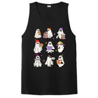 Ghost Reading Book Cute Teacher Halloween Ghost Book Lover PosiCharge Competitor Tank