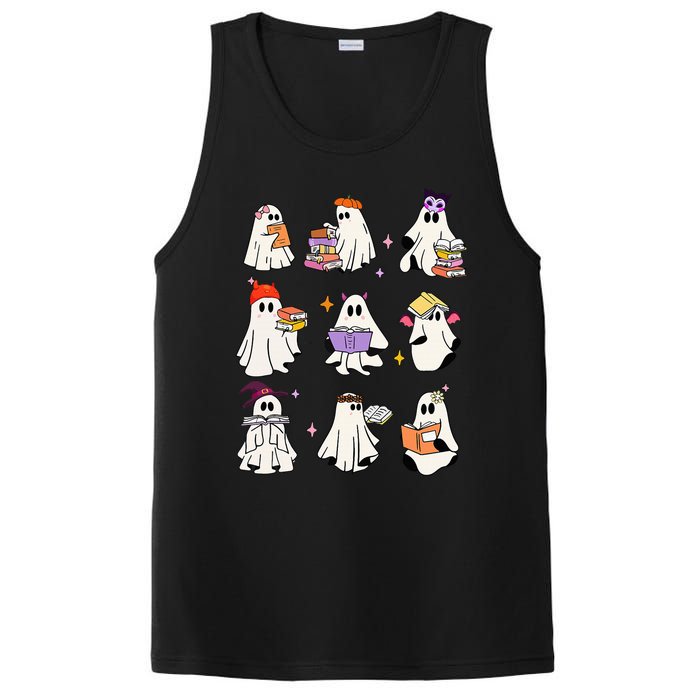 Ghost Reading Book Cute Teacher Halloween Ghost Book Lover PosiCharge Competitor Tank